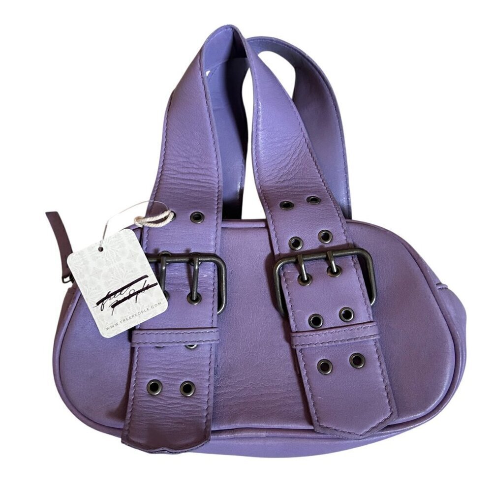 Free People Say Yes Leather Handbag Purple Buckle